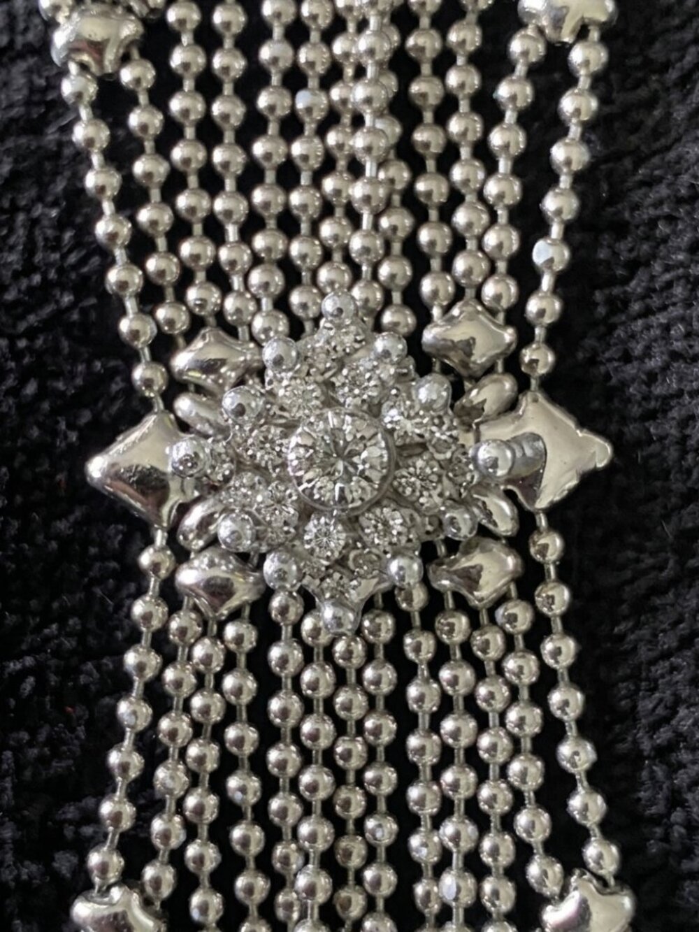 Sergio Gutierrez SG Liquid Metal Chrome Finish Bracelet with Swarovski Crystals